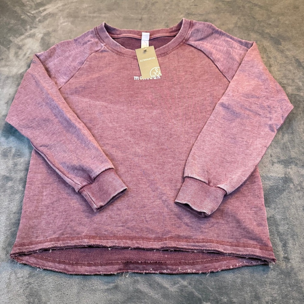 Alternative Apparel Montauk French Terry Sweatshirt Purple Raglan Womens Medium‎